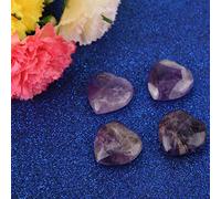 Fdit Natural Crystal Heart Stone 4 Pack Natural Gemstone Heart Healing Stone Polished Smooth with Glossy Color for Home Decor Office Gift Love Romance (Violet)