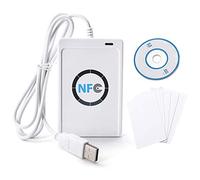 Fdit NFC Reader/Writer ACR122U, Plug and Play ISO 14443 A/B RFID Card Reader with Software in White