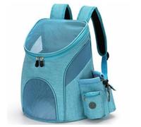 Fdit Oxford Foldable Cat Carrier Backpack, Breathable Mesh Travel Bag with Snack Pocket Safety Zipper for Small Medium Dogs 45cm (Light Blue)