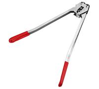 Fdit Packer Strapping Crimper Hand Tool for PP PET Plastic Strap Heavy Duty Banding Crimper for 12-19mm Straps 45 Steel Material (Red)