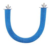 Fdit Parrot Pet Bird Rough-Surfaced Wooden Perch Stand Rack Cage Toy for Beak Grinding 4.8 * 6.4In(Blue)