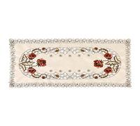 Fdit Pastoral Red Floral Flower Hollow Embroidered Table Runner Tablecloth Cutwork Table Decor Perfect for Using in the Party Holidays Catering Cafes(1#)