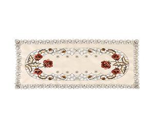 Fdit Pastoral Red Floral Flower Hollow Embroidered Table Runner Tablecloth Cutwork Table Decor Perfect for Using in the Party Holidays Catering Cafes(1#)