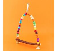 Fdit Pet Bird Parrot Swing, Hanging Toy with Bells and Colorful Beads for Small Parrots Budgies Cockatiels and Other Small Animals