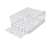 Fdit PET Closet Drawer Storage Box, 16.7x12.0x6.5in | Transparent Stackable Bin, 92% Visibility, Jam-Less Drawer, Anti-Slip Pattern, Kitchen Cupboard Use