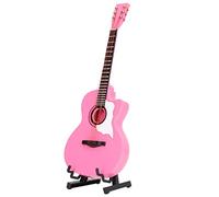 Fdit Pink Beech Guitar Model Miniature Precise Design for Cultivating Musical Talents and Skills, Great Gifts for Doll House Play for Kids and Parents Made of Beech Material