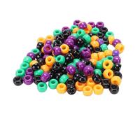 Fdit Plastic Beads for Jewelry Making, 6mm 1000 Pcs Bulk Craft Beads in 4 Colors Green Black Purple Orange, DIY Bracelet Necklace Keychain Supplies for Handmade Craft Projects and Party (Mixed Color)