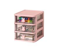 Fdit Plastic Drawer Storage, Multi Tier Desk Storage Box, Bunny Handle, 3 Tier(13.4x17x16cm)