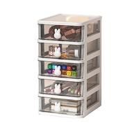 Fdit Plastic Drawer Storage, Multi-tier Desk Storage Box, Bunny Handle, White, 5 Drawers