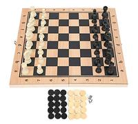 Fdit Professional Wood Chess Checkers Backgammon Board Portable Chess Game for Family Activities (M)