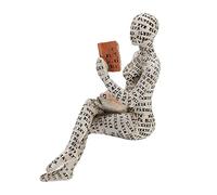 Fdit Reading Woman Figurine Resin Reading Women Thinker Statue Modern Abstract Art Sculpture for Decoration (B)