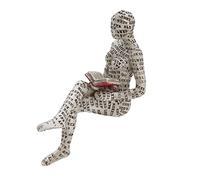 Fdit Reading Woman Figurine Resin Reading Women Thinker Statue Modern Abstract Art Sculpture for Decoration (E)