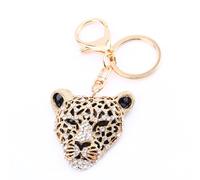 Fdit Rhinestone Leopard Head Keyring, Sparkling Alloy Purse Charm Bag Pendant Key Chain Accessory Glamorous Gift for Women & Girls