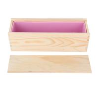 Fdit Rose Pattern Silicone Soap Mold with Wooden Box, Baking Mold for DIY Bread Cake, Square Kitchen Baking Tool (Pink Silicone+Wooden Box)