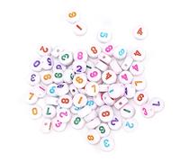 Fdit Round Number Beads, 300Pcs Acrylic Smooth Surface Beads for Jewelry Making DIY Crafts, with Uniform Size and Nice Print