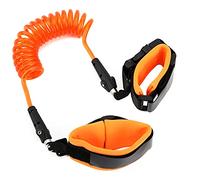 Fdit Safety Wrist Link Harness Kid Boys Girls Anti Lost Wrist Leash, Hook&Loop Design, Easy to Use for Outdoor Activities, Knitted Cotton Material, 1.5m Size (Locking Swivel Head 360° Orange 1.5