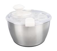 Fdit Salad Spinner, Stainless Steel Large Lettuce Spinner with 5L Bowl for Washing Vegetables Fruits and Pasta, One Handed Easy Press Non Slip Design Locking Lid
