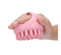 Fdit Scalp Massage Brush Hair Shampoo Washing Brush with Handle for Head Massage Relieve Fatigue Soft Silicone Bristles Cold Heat Resistant -40℃ to 300℃ (Pink)