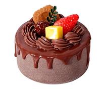 Fdit Simulation Cake, Realistic Chocolate Jam Cream Piping 4 Inch PVC for Window Display Food Photography Wedding 10x10x7.5cm (4 Inch Cake ( Fruit Biscuit Style))