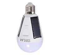 Fdit Solar LED Light Bulb, E27 Base 1200mAh Battery Powered Lamp with Hook and IP65 Watertight, Portable Emergency Lighting for Outdoor Camping Travel Power Outages (12W)