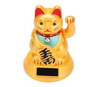 Fdit Solar Lucky Cat, Waving Arm Fortune Cat Decor, Solar Powered Plastic Figurine, with Swinging Arm, for Home Car Store Restaurant Decor