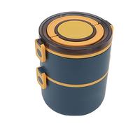 Fdit Stackable Lunch Box, 1600ml Double Layer Box with Food Grade 304 Stainless Steel Inner Container and Silicone Lined Proof Lid, for Office Travel School Picnic (Elegant Blue)