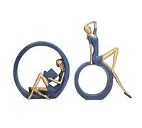 Fdit Statue, 2pcs Resin Reading Woman Sculpture Yoga Girl Statue Desktop Decoration for Home Office