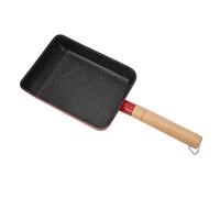 Fdit Tamagoyaki Japanese Omelette Pan Nonstick Aluminum Alloy Beech Wood Handle Universal Gas Induction Cooker with Thickened Composite Bottom for Cooking Omelets Bacon Burgers Pancakes