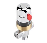 Fdit Thermostatic Mixing Valve, G1/2in Brass Body Water Temperature Pipe Basin Thermostat Control Valve Faucet Valves for Bathroom Bathtub Basin