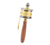Fdit Tibetan Handheld Prayer Wheel Buddhist Prayer Wheel Mani Alloy Six Words Mantra Carved Hand Cranking with Exquisite Craftsmanship for Ritual Collection Gift (Gold)