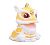 Fdit Wake Lion Ornament, Solar Powered Nodding Function with ABS Material Lion Shape for Car Decoration Chinese Traditional Style (Yellow)