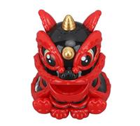 Fdit Wake Lion Ornament, Solar Powered Nodding Function with ABS Material Lion Shape for Car Decoration Chinese Traditional Style (Black)
