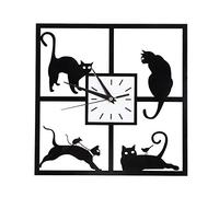 Fdit Wall Clock, Black Cat, Wall Clock, Simple Style, Kitten, Animal, Creative Cute Look for Home Office, Café, Restaurant, for Decoration, Quiet