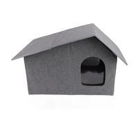 Fdit Weather Proof Enclosed Outdoor Cat House with Spacious Interior for All Seasons, Suitable for Cats, Linen 25.2 X 16.93 X 15.35in (Gray)