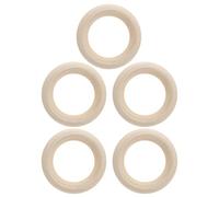 Fdit Wood Baby Teething Ring, Wood Texture Teether for Infants Under 3 Years, 5 Pack Polished Wooden Rings for Gum Soothing and Craft Projects (73mm)