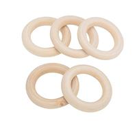 Fdit Wood Baby Teething Ring, Wood Texture Teether for Infants Under 3 Years, 5 Pack Polished Wooden Rings for Gum Soothing and Craft Projects (60mm)