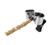 Fdit Wood Perch with Clip, Bendable Bird Perch Stand | Bendable Metal Hose, Universal Clamp for Cage or Table, Stainless Steel Food Cup Included, Promotes Beak Grooming