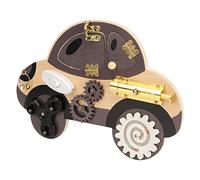 Fdit Wooden Car Sensory Toy Fun Educational 8 Playing Ways for Kids over 3 Years Old Handcrafted Pine Wood Portable Fidget Toy for Outing