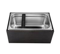 Fdit Wooden Coffee Knock Box, Stainless Steel Coffee Grounds Container with Detachable Rounded, for Shop and Home Use
