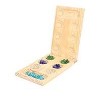 Fdit Wooden Folding African Stone Game Set with Stone Chess and Storage Bag for Developing Logical Thinking and Parent-Child Interaction (Large)