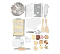 Fdit Wooden Kitchen Role Play Set Realistic Design Interactive Cooking Toy for Kids, Educational Cookware Play Set for Role Playing, for Children, Beech Wood Material