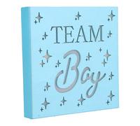 Fdit Wooden LED Light Square Shape Ornament Bright Color Table Decorations for Baby Shower Party Gender Reveal with Battery Operated Lighting