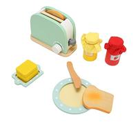 Fdit Wooden Pop Up Toaster Play Set 10 Pcs Pretend Play Kitchen Playset Kids Kitchen Toys Accessories for Kids with Bread Butter Egg and Knife for Pretend and Early