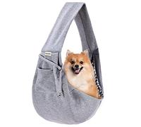 FDJASGY Small Pet Sling Carrier-Hands Free Reversible Pet Papoose Bag Tote Bag with a Pocket Safety Belt Dog Cat for Outdoor Travel (Charcoal Gray)