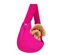FDJASGY Small Pet Sling Carrier-Hands Free Reversible Pet Papoose Bag Tote Bag with a Pocket Safety Belt Dog Cat for Outdoor Travel (Rose Red)
