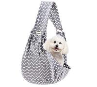 FDJASGY Small Pet Sling Carrier-Hands Free Reversible Pet Papoose Bag Tote Bag with a Pocket Safety Belt Dog Cat for Outdoor Travel Grey Stripe