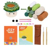 FDKJOK Crochet Kit for Beginners, 6 PCS Handmade Coasters in a Plant Pot Crochet Kit with Step-by-Step Instructions and Tutorials, Beginner Crochet Kit, Complete Crochet Starter Kit(Multicolor)