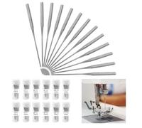 FDKJOK Sewing Machine Needles, 120Pcs Universal Heavy Duty Sewing Machine Needles, Assorted Size 65/9, 75/11, 80/12, 90/14, 100/16, 110/18 Sewing Accessories for Brother, Janome (Silver)