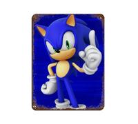 FDKLK Sonic The Hedgehog Poster Tin Sign Vintage Metal Pub Club Cafe Bar Home Wall Art Decoration Poster Retro 12x16inch(30x40cm)