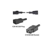 FDL 1M IEC C20 PLUG TO IEC C19 SOCKET POWER EXTENSION CABLE
